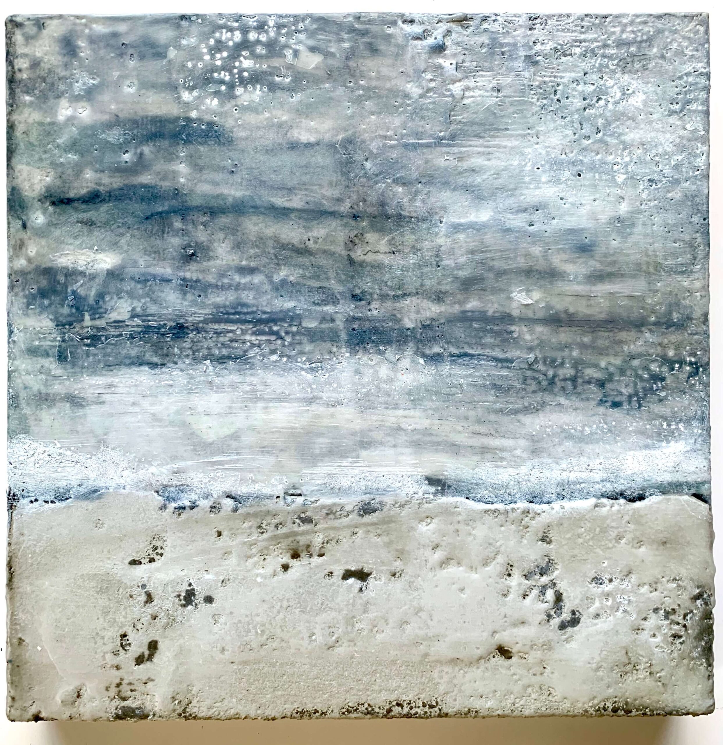 „Nordsee - II“, 40 x 40 cm, Papier, Beton, Wachs